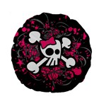 Girly Skull & Crossbones Standard 15  Premium Round Cushion 