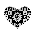 Gothic Punk Skull Standard 16  Premium Flano Heart Shape Cushion 