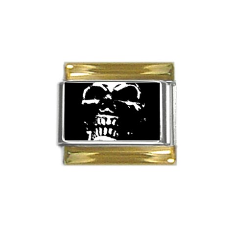 Morbid Skull Gold Trim Italian Charm (9mm) from ZippyPress Front