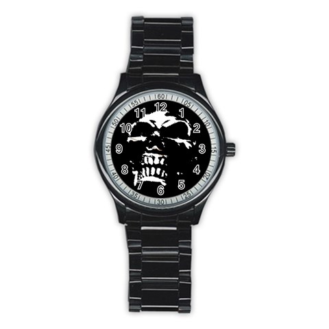 Morbid Skull Stainless Steel Round Watch from ZippyPress Front