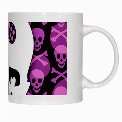 Pink Polka Dot Bow Skull White Mug from ZippyPress Right