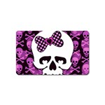Pink Polka Dot Bow Skull Magnet (Name Card)