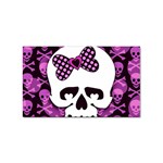 Pink Polka Dot Bow Skull Sticker Rectangular (10 pack)