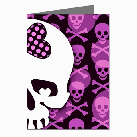 Pink Polka Dot Bow Skull Greeting Cards (Pkg of 8) from ZippyPress Left