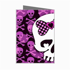 Pink Polka Dot Bow Skull Mini Greeting Card from ZippyPress Right