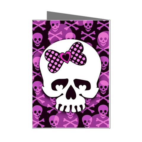 Pink Polka Dot Bow Skull Mini Greeting Cards (Pkg of 8) from ZippyPress Left