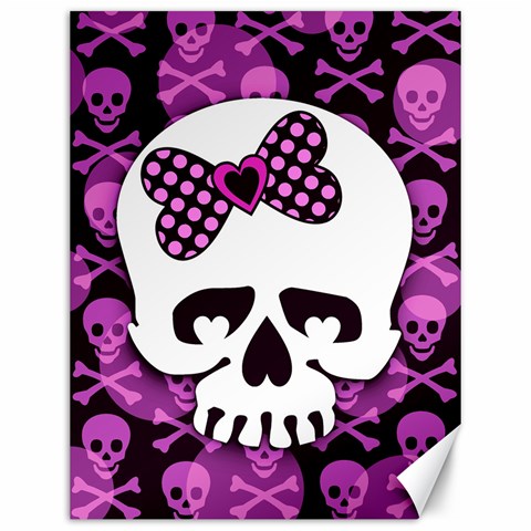 Pink Polka Dot Bow Skull Canvas 12  x 16  from ZippyPress 11.86 x15.41  Canvas - 1