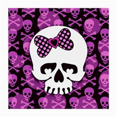 Pink Polka Dot Bow Skull Medium Glasses Cloth (2 Sides) from ZippyPress Front