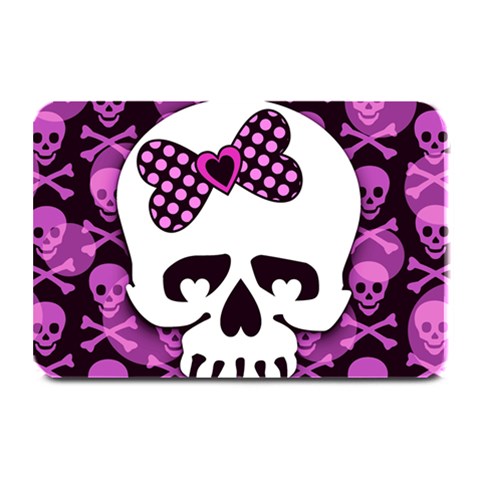 Pink Polka Dot Bow Skull Plate Mat from ZippyPress 18 x12  Plate Mat