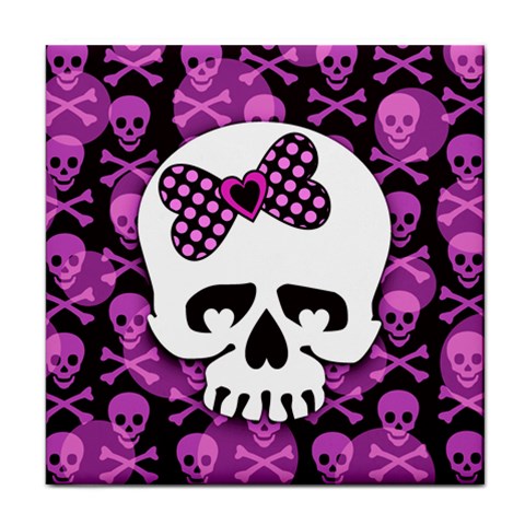 Pink Polka Dot Bow Skull Face Towel from ZippyPress Front