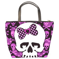 Pink Polka Dot Bow Skull Bucket Bag from ZippyPress Back
