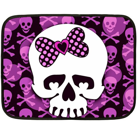Pink Polka Dot Bow Skull Double Sided Fleece Blanket (Mini) from ZippyPress 35 x27  Blanket Front