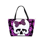 Pink Polka Dot Bow Skull Classic Shoulder Handbag