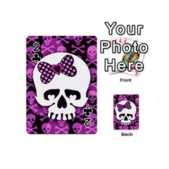 Pink Polka Dot Bow Skull Playing Cards 54 Designs (Mini) from ZippyPress Front - Club2