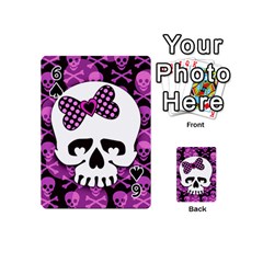 Pink Polka Dot Bow Skull Playing Cards 54 Designs (Mini) from ZippyPress Front - Spade6