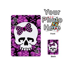 Pink Polka Dot Bow Skull Playing Cards 54 Designs (Mini) from ZippyPress Front - Club10