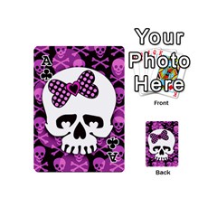 Ace Pink Polka Dot Bow Skull Playing Cards 54 Designs (Mini) from ZippyPress Front - ClubA