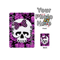 Pink Polka Dot Bow Skull Playing Cards 54 Designs (Mini) from ZippyPress Front - Joker1