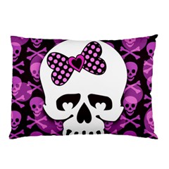 Pink Polka Dot Bow Skull Pillow Case (Two Sides) from ZippyPress Back