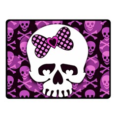 Pink Polka Dot Bow Skull Double Sided Fleece Blanket (Small) from ZippyPress 45 x34  Blanket Front