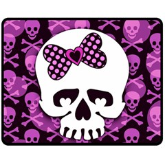 Pink Polka Dot Bow Skull Double Sided Fleece Blanket (Medium) from ZippyPress 58.8 x47.4  Blanket Back