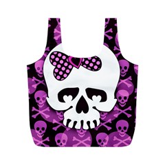 Pink Polka Dot Bow Skull Full Print Recycle Bag (M) from ZippyPress Front