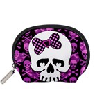 Pink Polka Dot Bow Skull Accessory Pouch (Small)