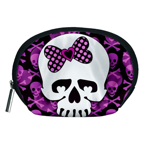 Pink Polka Dot Bow Skull Accessory Pouch (Medium) from ZippyPress Front