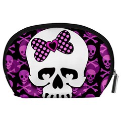 Pink Polka Dot Bow Skull Accessory Pouch (Large) from ZippyPress Back