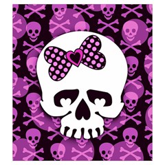 Pink Polka Dot Bow Skull Drawstring Pouch (Medium) from ZippyPress Front