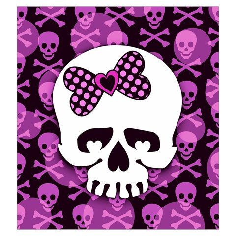 Pink Polka Dot Bow Skull Drawstring Pouch (Large) from ZippyPress Front