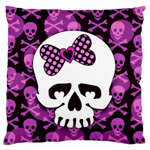 Pink Polka Dot Bow Skull Standard Flano Cushion Case (Two Sides) from ZippyPress Front