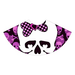 Pink Polka Dot Bow Skull Midi Sleeveless Dress from ZippyPress Skirt Front