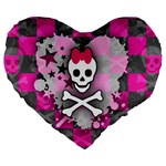 Princess Skull Heart Large 19  Premium Heart Shape Cushion