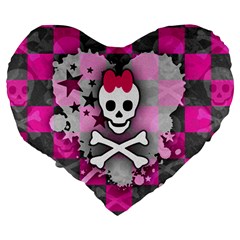 Princess Skull Heart Large 19  Premium Heart Shape Cushion from ZippyPress Back