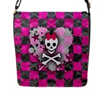 Princess Skull Heart Flap Closure Messenger Bag (L)