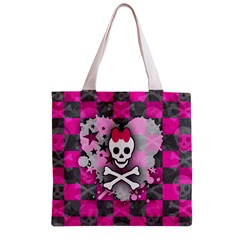 Princess Skull Heart Zipper Grocery Tote Bag from ZippyPress Front