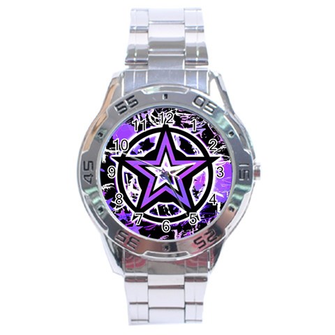 Purple Star Stainless Steel Analogue Watch from ZippyPress Front