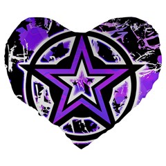Purple Star Large 19  Premium Heart Shape Cushion from ZippyPress Back