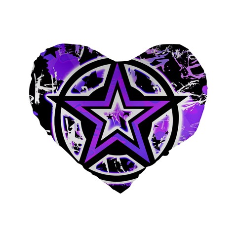 Purple Star Standard 16  Premium Flano Heart Shape Cushion  from ZippyPress Front