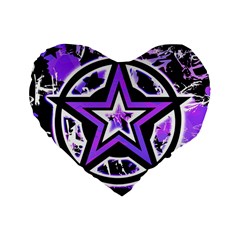 Purple Star Standard 16  Premium Flano Heart Shape Cushion  from ZippyPress Front