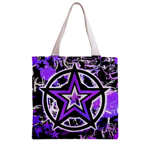 Purple Star Zipper Grocery Tote Bag from ZippyPress Front