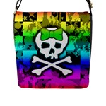 Rainbow Skull Flap Closure Messenger Bag (L)