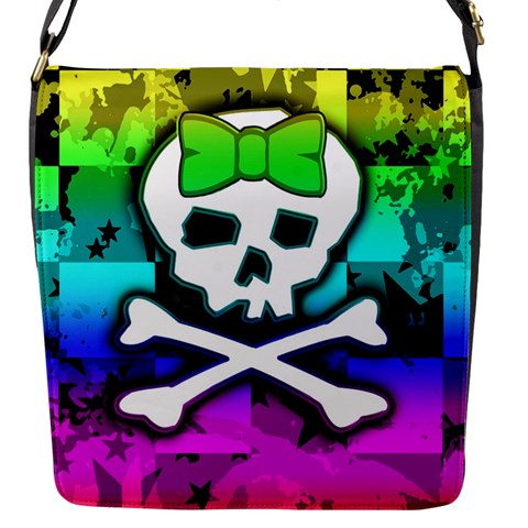 Rainbow Skull Flap Closure Messenger Bag (S) from ZippyPress Front