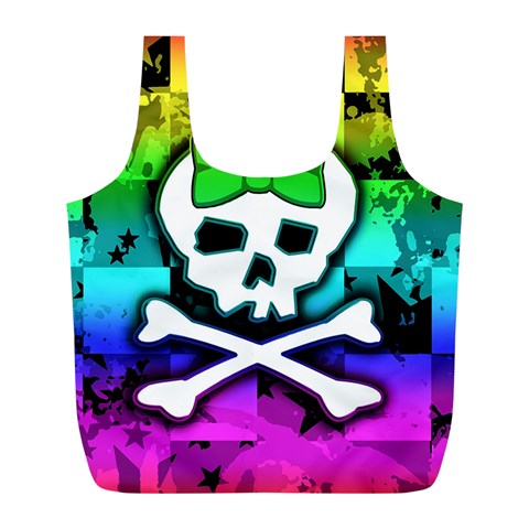 Rainbow Skull Full Print Recycle Bag (L) from ZippyPress Front