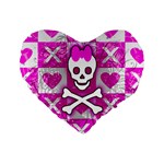 Skull Princess Standard 16  Premium Flano Heart Shape Cushion 