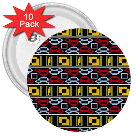 Rectangles and other shapes pattern                                    3  Button (10 pack) from ZippyPress Front