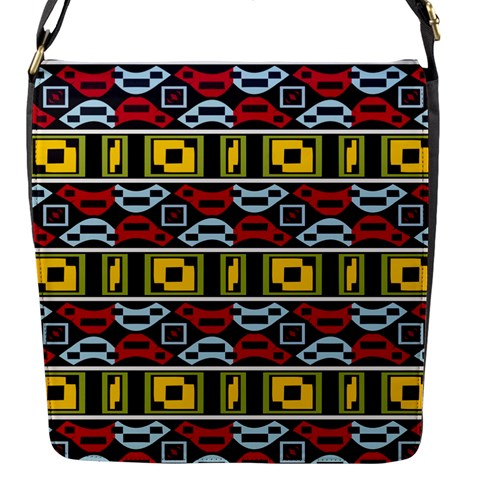 Rectangles and other shapes pattern                                    Flap Closure Messenger Bag (S) from ZippyPress Front