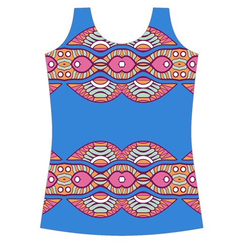 Shapes chains on a blue background                                             Criss cross Back Tank Top from ZippyPress Front
