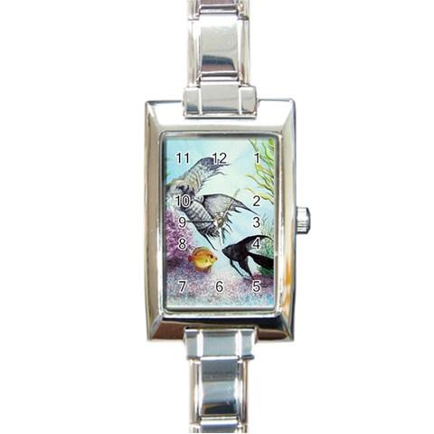 Angel Fish and Neon Aquarium Rectangular Italian Charm Watch from ZippyPress Front